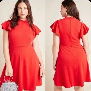Anthropologie Red Maeve Deena Mini Dress Size L